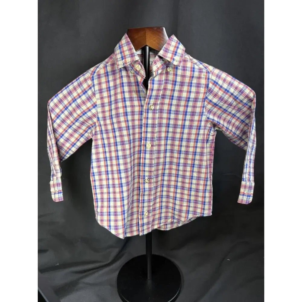 Vintage‎ J.G. Hook Shirt Boys 4 Plaid Button Down Long Sleeve Made USA 90s